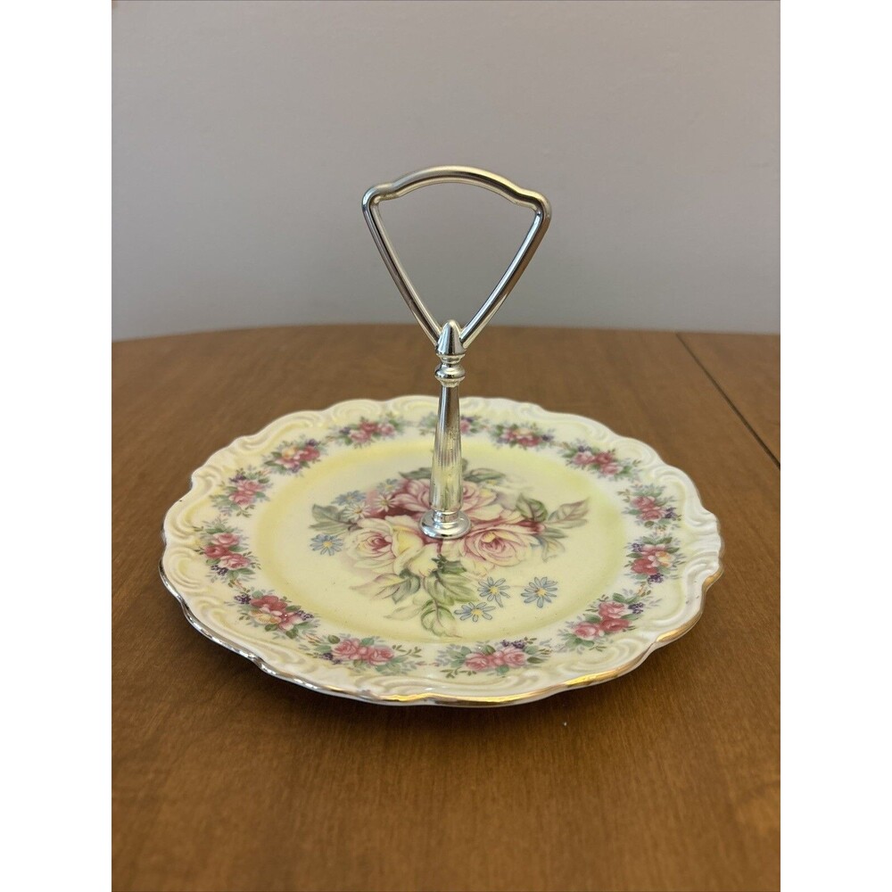 Vintage Arnart Victorian Flower 7” Tidbit Plate Candy Dish
